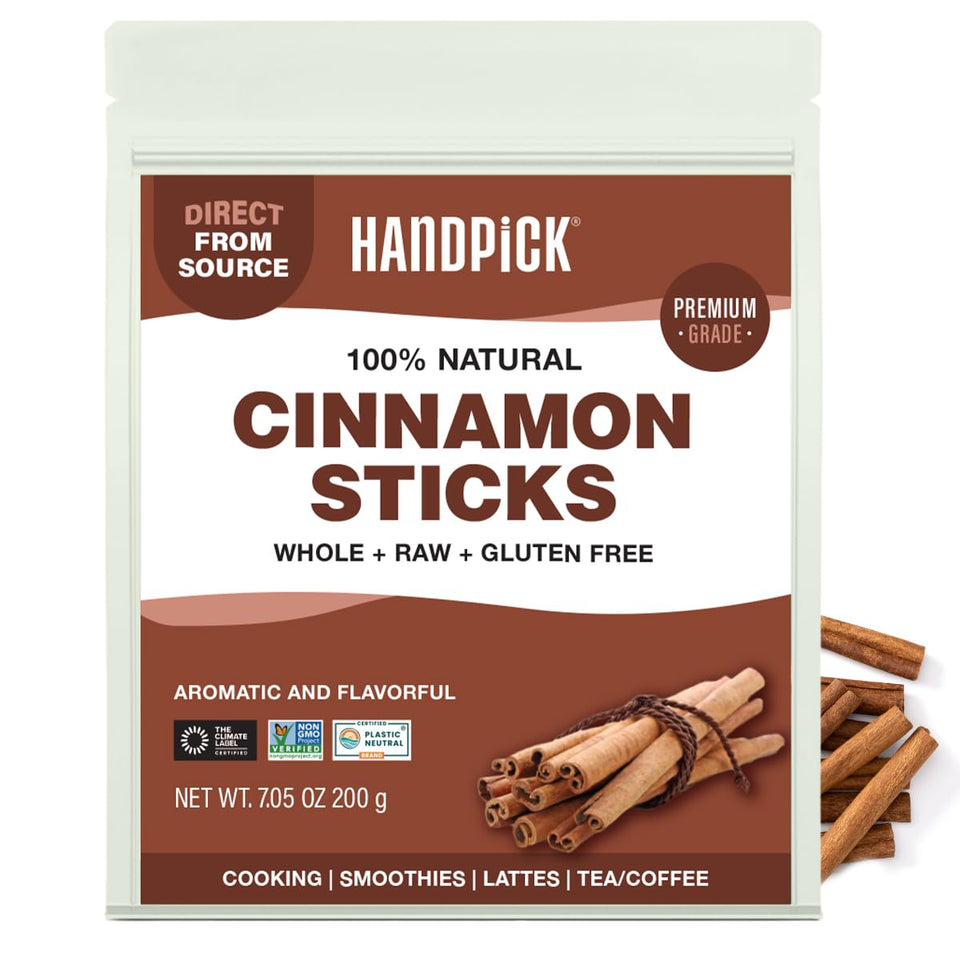 HANDPICK Cinnamon Sticks packaging preserving aroma in a resealable pouch.