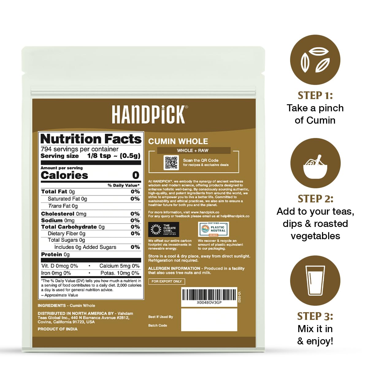 HANDPICK Cumin Seeds in a serving dish showing versatile use