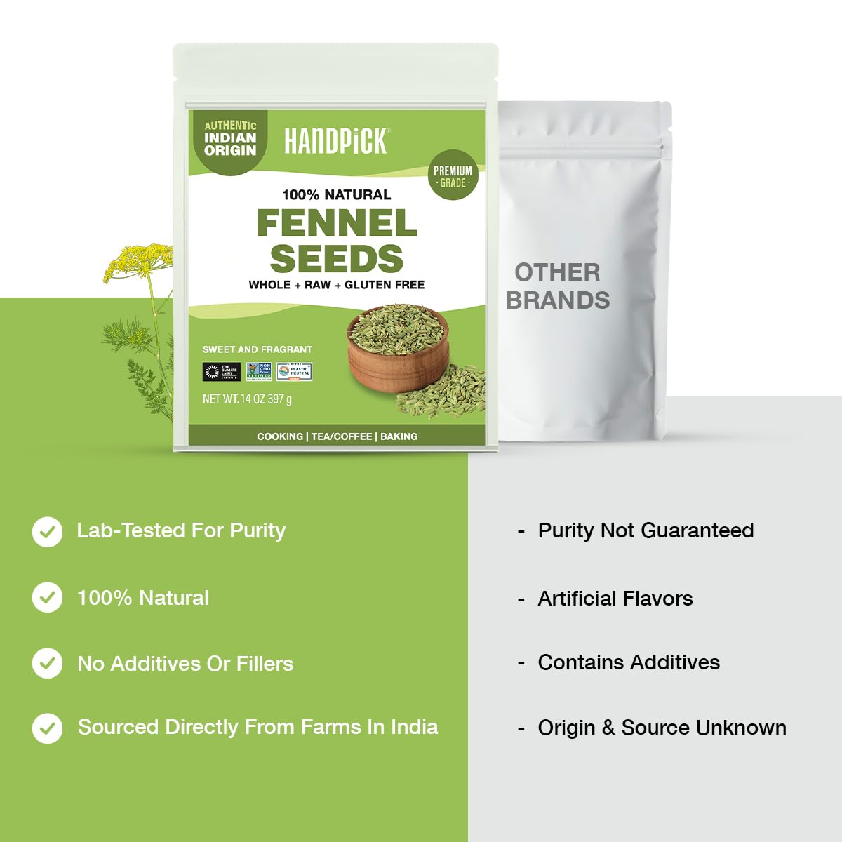 HANDPICK fennel seeds smoothie bowl shot adding flavor and aroma.