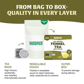 HANDPICK fennel tea bags non-GMO and caffeine-free for a relaxed break