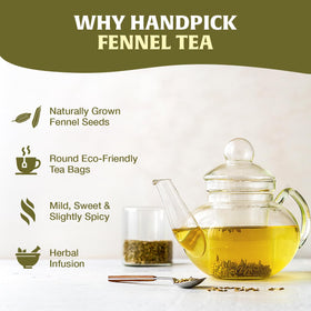 HANDPICK fennel tea bags packaging box emphasizing eco-friendly design and purity