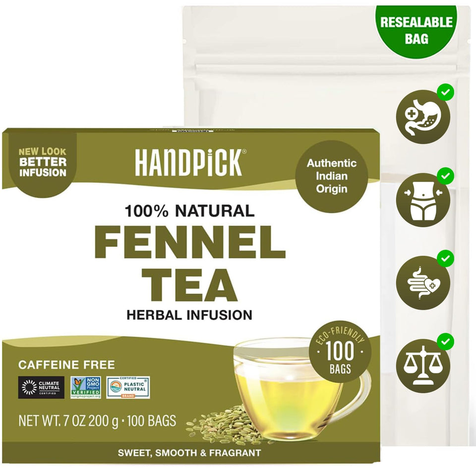 HANDPICK fennel tea bags steeped cup with smooth sweetness and aroma