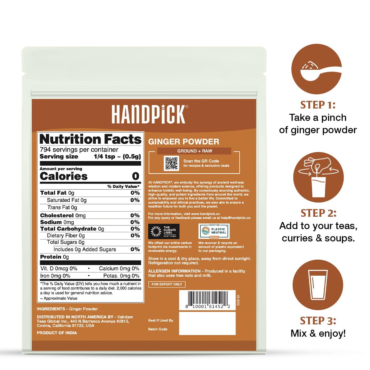 HANDPICK Ginger Powder origin Karnataka, India, sourcing quality and authenticity.