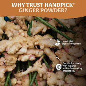 HANDPICK Ginger Powder resealable pouch in use, convenient storage after opening.