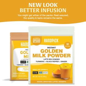 HANDPICK Golden Milk Cup beside a steaming mug for a cozy sip.