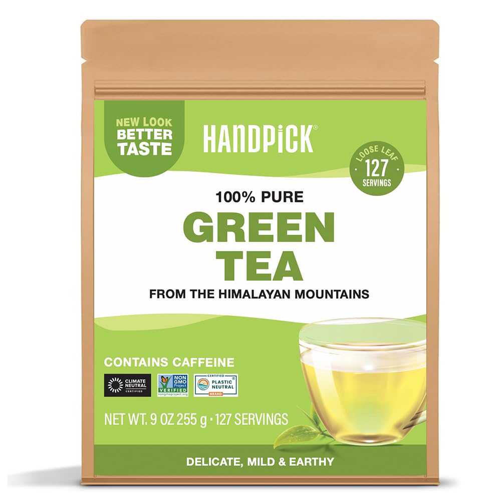 HANDPICK Green Tea loose leaves close-up for vibrant aroma