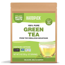 HANDPICK Green Tea loose leaves close-up for vibrant aroma