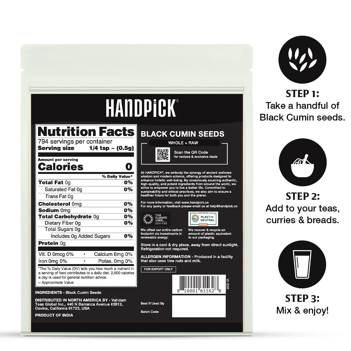 HANDPICK Black Cumin seeds ready to elevate recipes.
