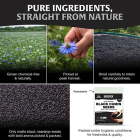 HANDPICK Kalonji resealable pouch keeps freshness on hand.