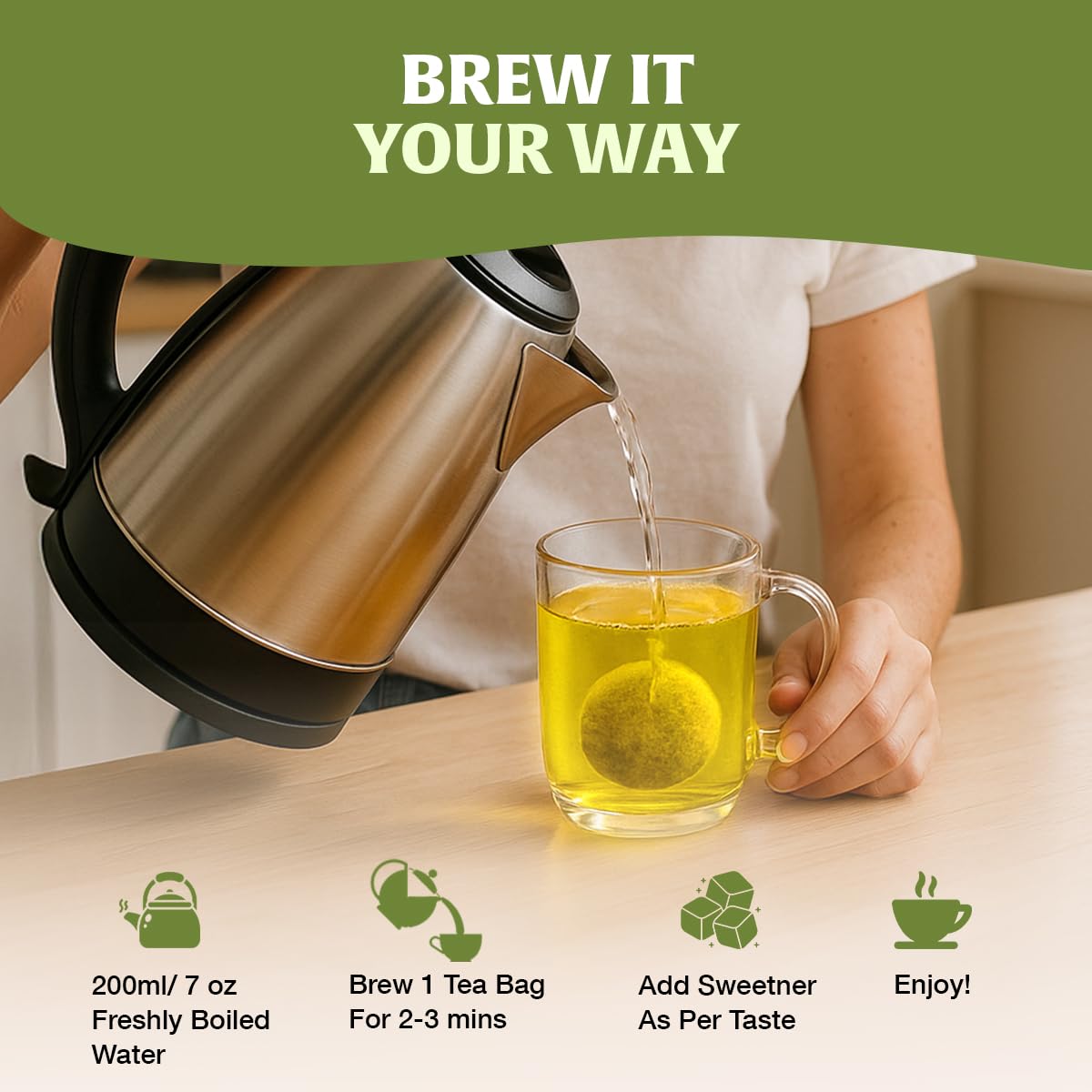 HANDPICK Lemongrass Tea Bags cozy kitchen setup for brewing.