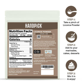  resealable HANDPICK licorice root powder pouch minimizing waste and preserving aroma