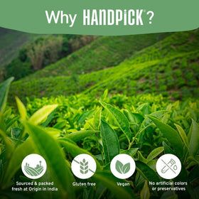 HANDPICK no-staples packaging emphasizes safe, easy-to-use eco-friendly tea bags.