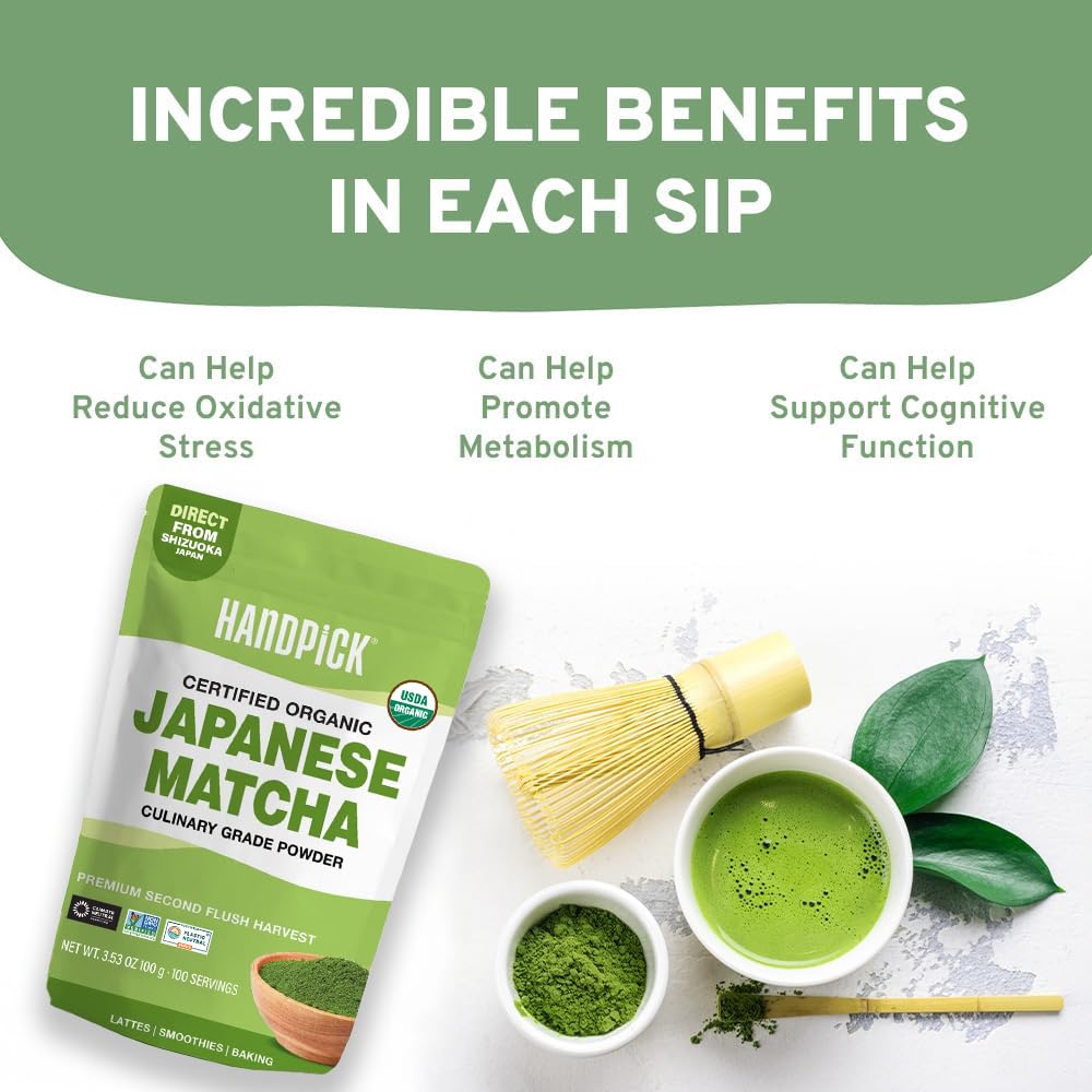 HANDPICK Non-GMO verified matcha with pure flavor and ethical sourcing.