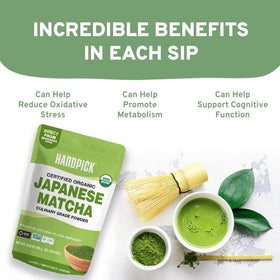 HANDPICK Non-GMO verified matcha with pure flavor and ethical sourcing.