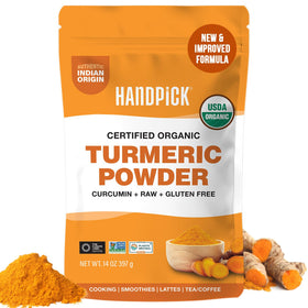 HANDPICK organic turmeric powder bag front, ideal for vibrant curries.