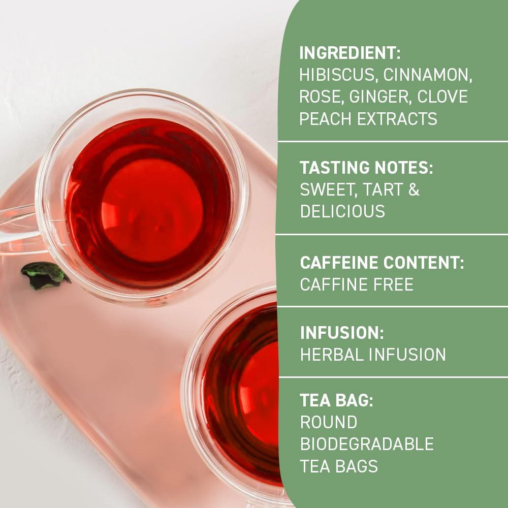 HANDPICK Peach Tea Bags hibiscus blooms add vibrant aroma