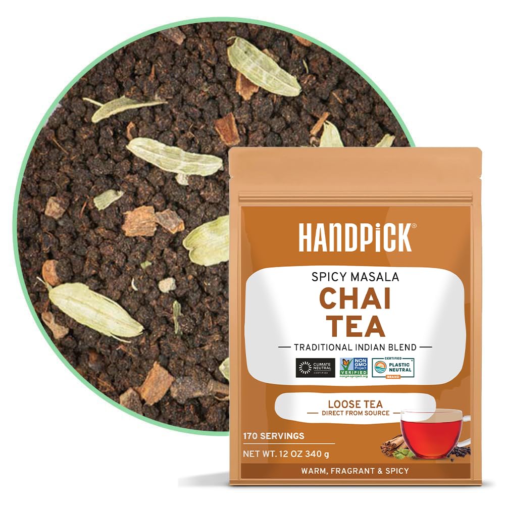 HANDPICK Premium Chai loose-leaf pack showcases premium packaging for fresh aroma and flavor.
