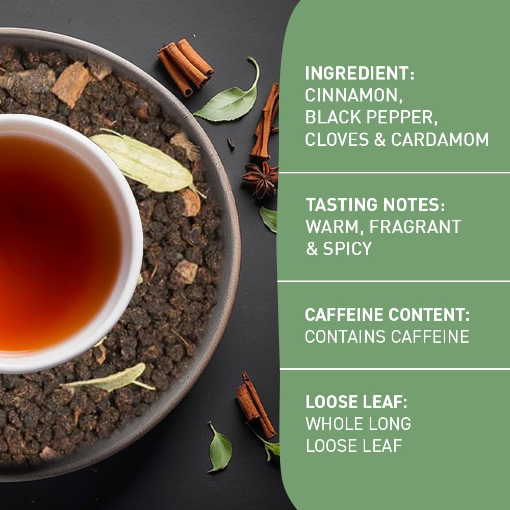 HANDPICK chai spices mix including cardamom, ginger, and cloves highlight a rich fragrance.