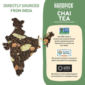 HANDPICK chai spices with cinnamon and black pepper emphasize warm, inviting notes.