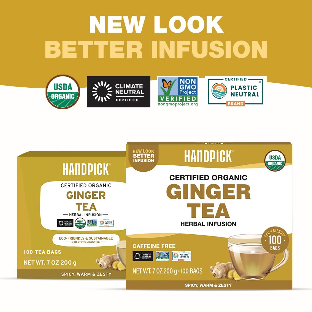 Close-up of HANDPICK round tea bags for easy, mess-free infusion.