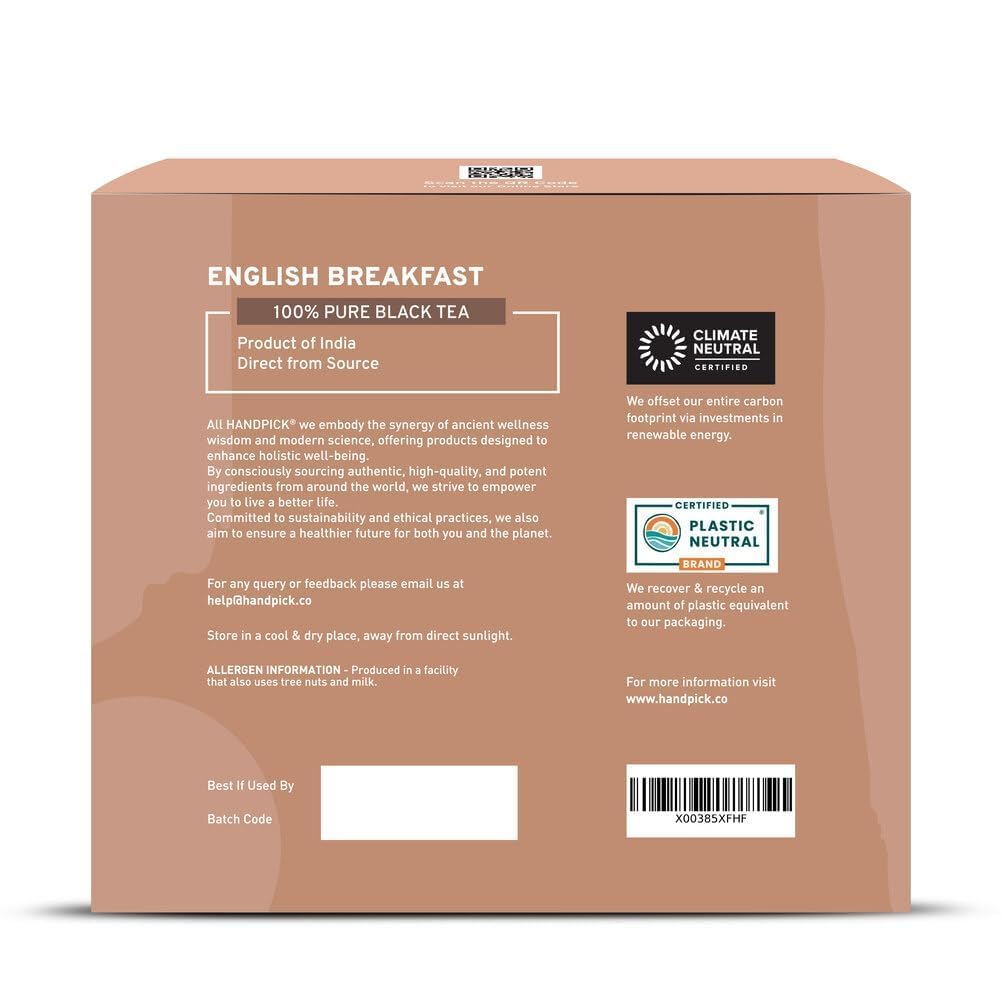HANDPICK English Breakfast tea bags come in a convenient 100-count pack