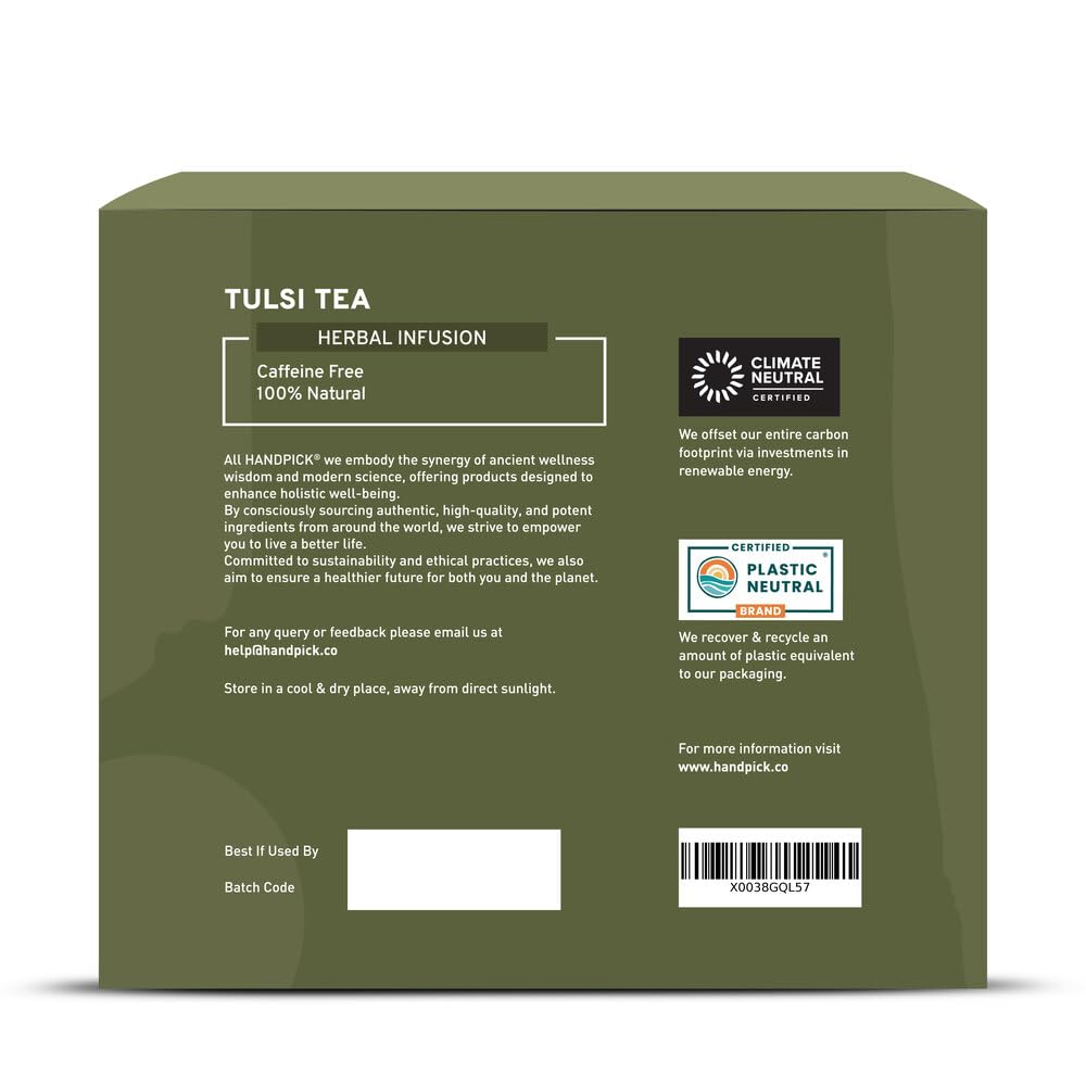 Removing the HANDPICK Tulsi Tea bag preserves balanced, flavorful infusion.