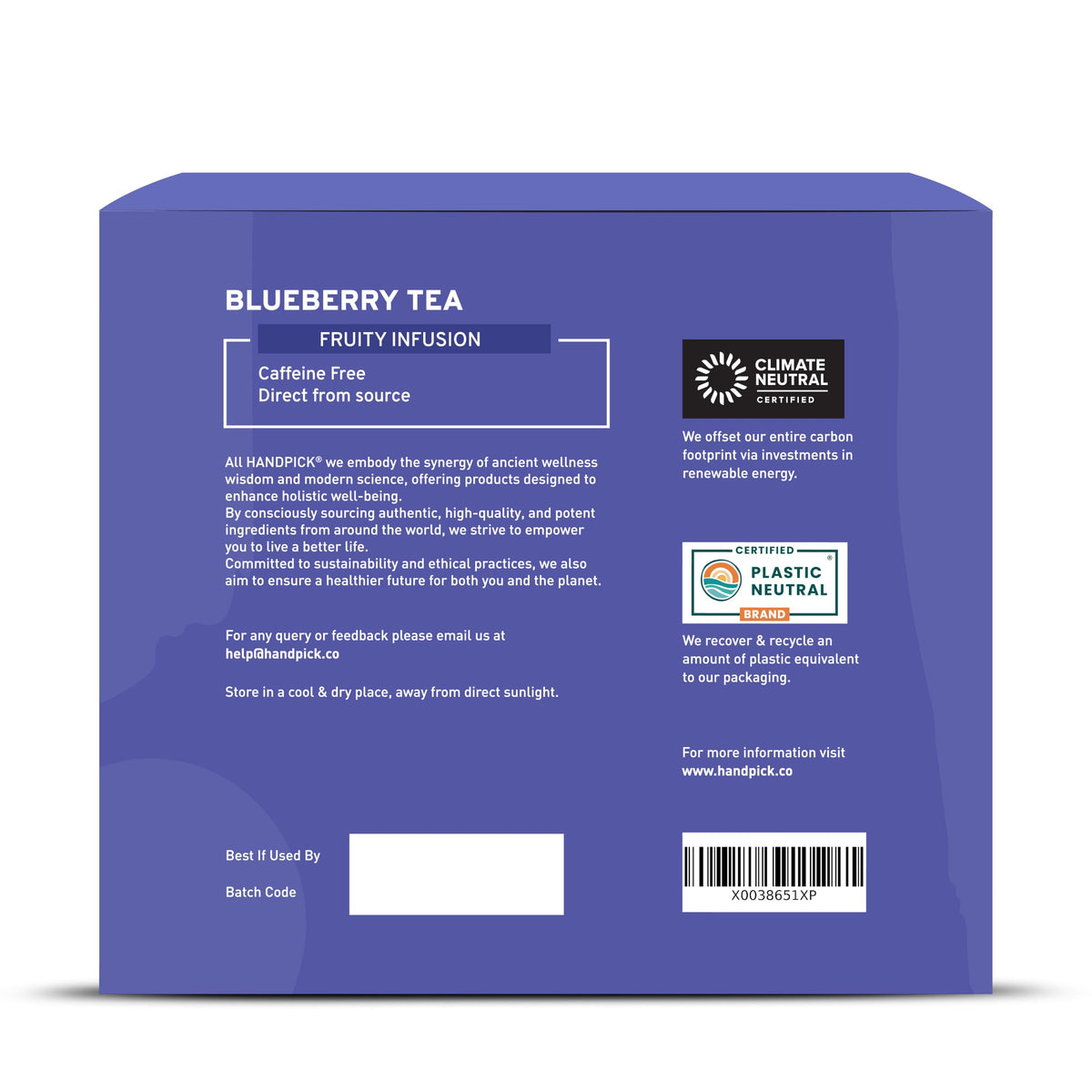 HANDPICK Wild Blueberry Tea Bags berry and hibiscus notes entice.