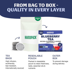 HANDPICK Wild Blueberry Tea Bags cup aroma boosts mood.