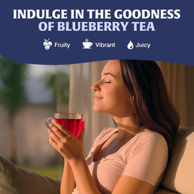 HANDPICK Wild Blueberry Tea Bags ingredients close-up show real fruit.