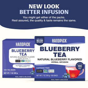 HANDPICK Wild Blueberry Tea Bags steeping cup aroma invites relaxation.