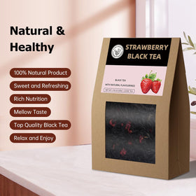 HANFANGLING Strawberry Black Tea brewed cup invites a mellow, fruity flavor