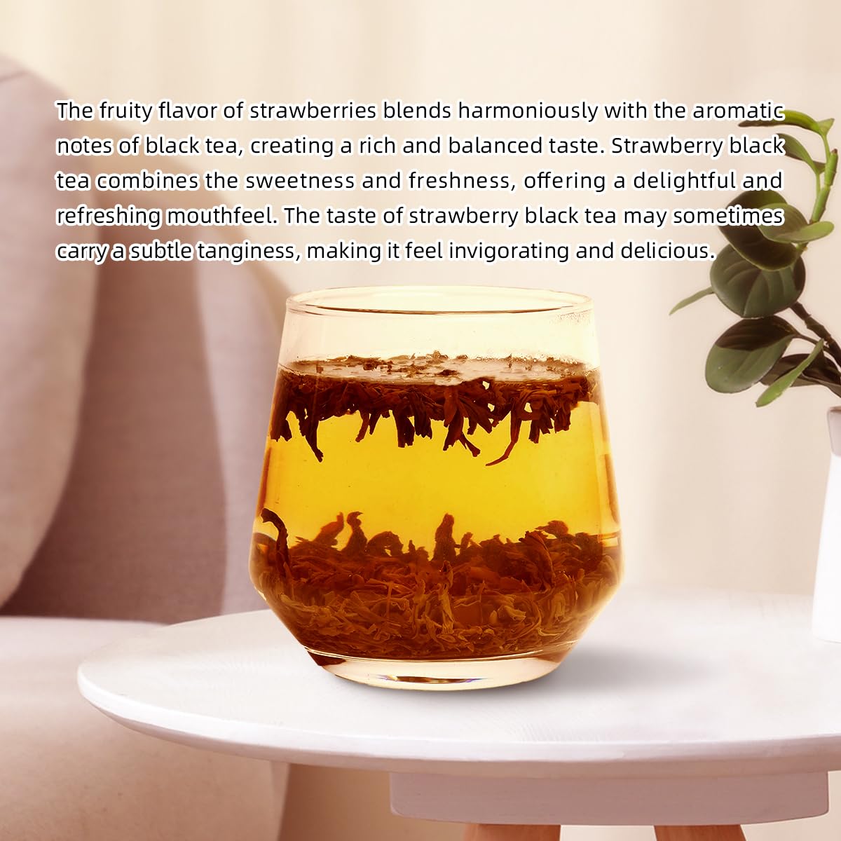 HANFANGLING Strawberry Black Tea dry leaves close-up showing natural fruit tones and aroma