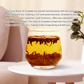 HANFANGLING Strawberry Black Tea dry leaves close-up showing natural fruit tones and aroma