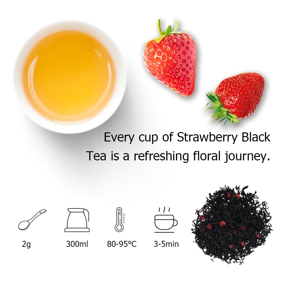 HANFANGLING Strawberry Black Tea gift-ready box and cup setup for tea lovers