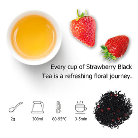HANFANGLING Strawberry Black Tea gift-ready box and cup setup for tea lovers