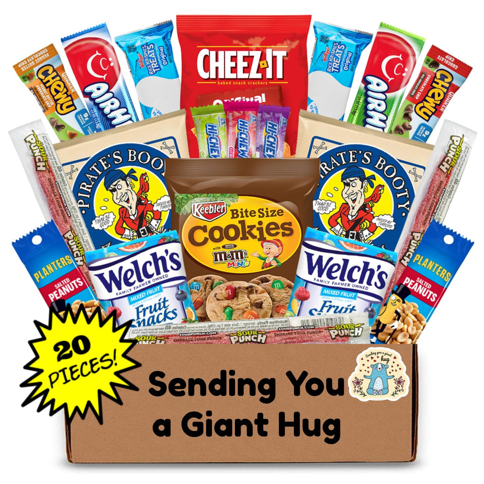 Hangry Kit front box view, ideal for gifting a comforting snack care package.