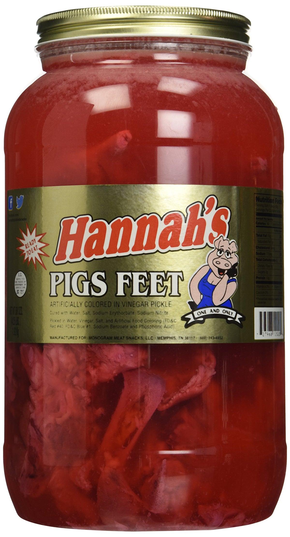 Hannah's Pickled Pigs Feet jar for snacking and board pairings.
