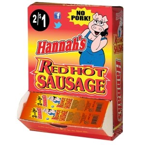 Hannah's Red Hot Sausage 50-count box ready for quick meals and batch cooking.