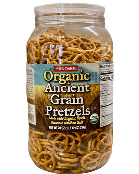 Hanover Organic Ancient Grain Spelt Sea Salt Pretzels in a bowl for sharing and tasting