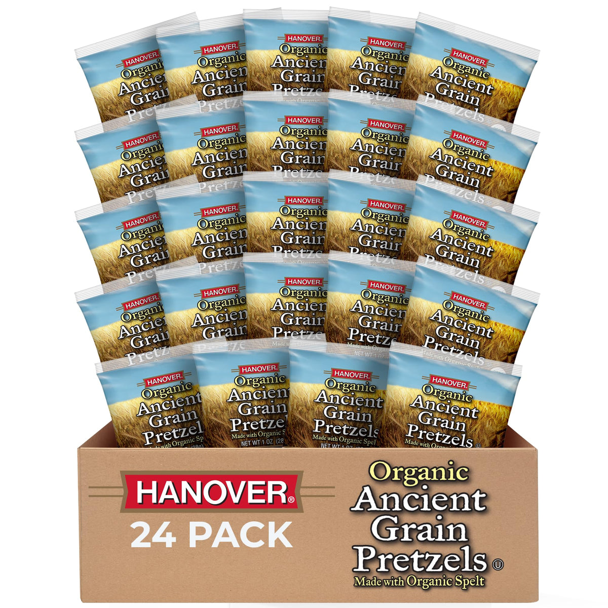 Hanover spelt sea-salt mini pretzels package for convenient on-the-go snacking