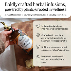 Hany's Harvest Fire Cider ingredients closeup reveals organic roots and spices for rich kitchen use.