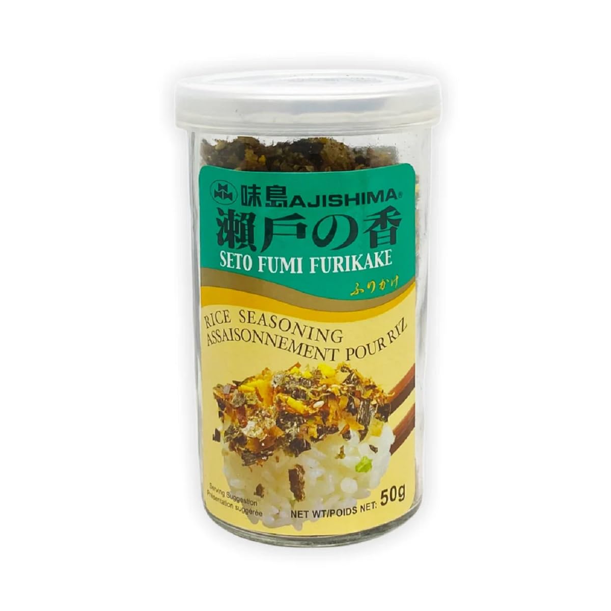 HAO BOSCH JFC Seto Fumi Furikake bottle closeup showcases sesame and seaweed textures.