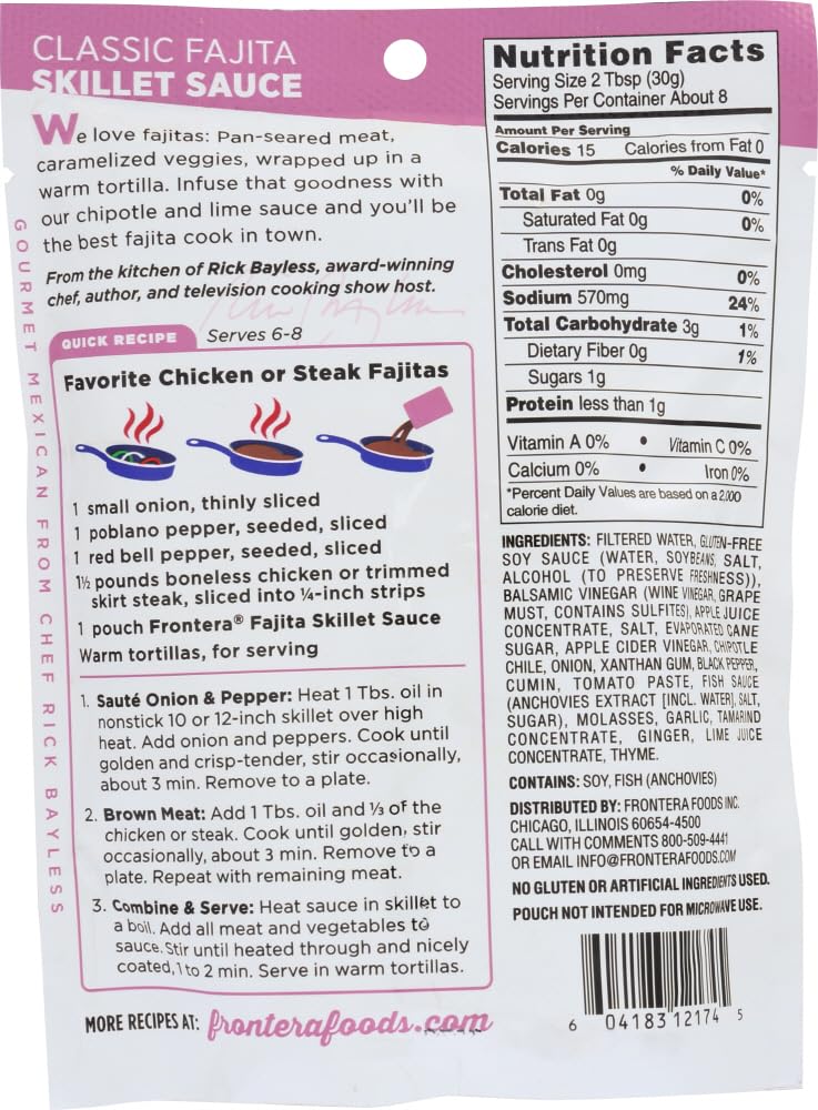 HAO BOSCH Frontera Classic Fajita Sauce skillet-cooking scene for fast meals.