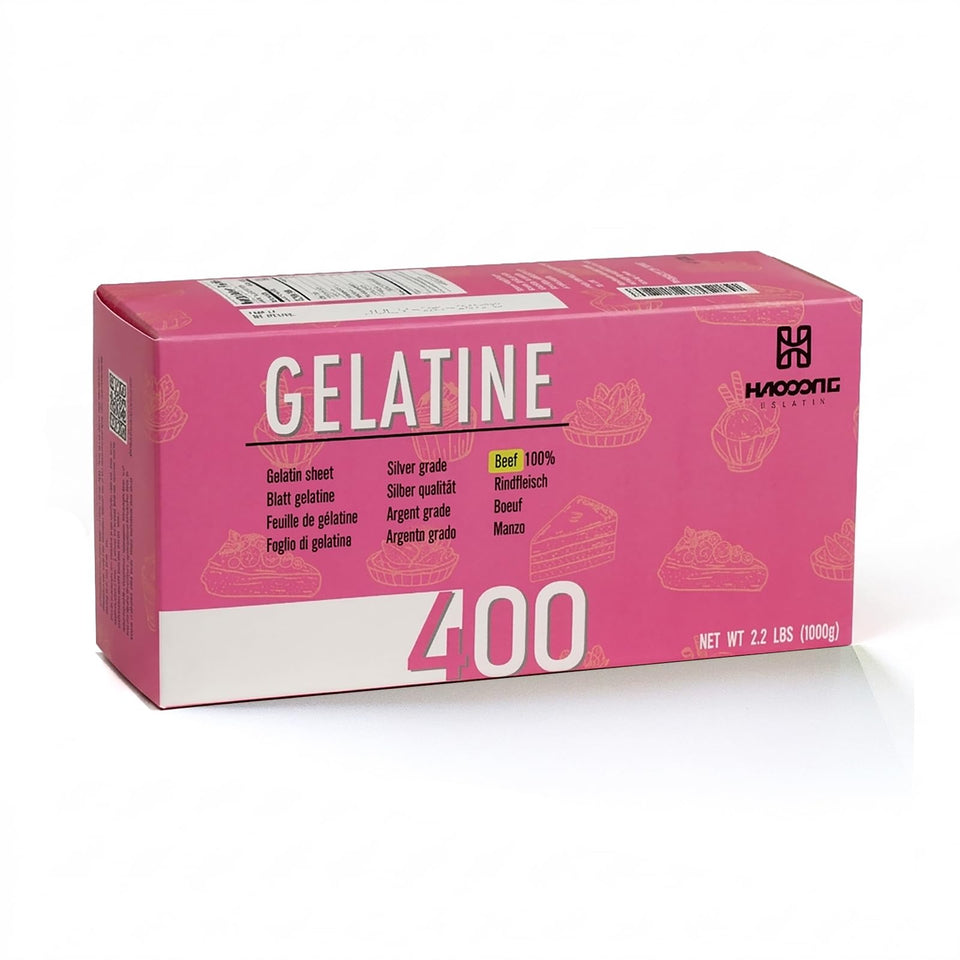 HAODONG beef gelatin sheets 180 bloom close-up for a premium dessert texture