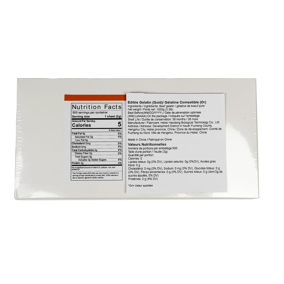 HAODONG professional-grade gelatin, suitable for chefs and home bakers.
