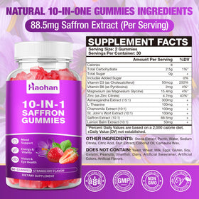 Haohan saffron gummies strawberry flavor close-up for kid-friendly taste.