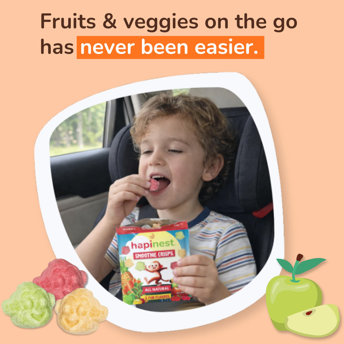 Hapinest Smoothie Crisps real fruits and veggies close-up