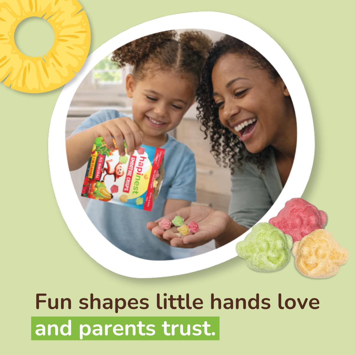 Kids enjoy Hapinest Smoothie Crisps during a road trip