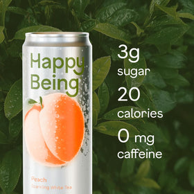 Happy Being 4-pack packaging displayed, signaling value and convenient on-the-go servings.