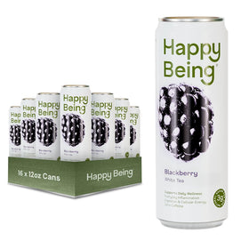 Happy Being Blackberry White Tea bottle for on-the-go refreshment.
